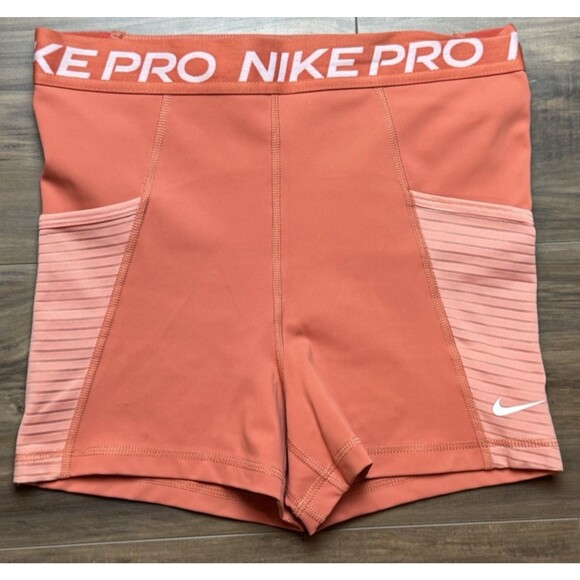Nike Pro 3” High Waisted Training Shorts Madder Root Tight Fit Women’s M - Picture 1 of 7